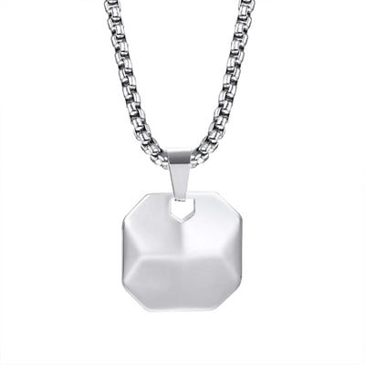 Vnoxi 19 mm ruudukujulised ripatsiga kaelakeed meestele, naistele, must roostevabast terasest 3D geomeetriline kaelarihm karbeketiga, lihtsad ehted