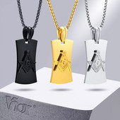 Ανδρικό κρεμαστό κολιέ Vnox Mansonic, μαύρο γεωμετρικό μενταγιόν από ανοξείδωτο ατσάλι με αλυσίδα κουτιού, κολάρο Cool Man Boy Punk