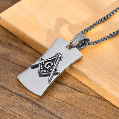 Ανδρικό κρεμαστό κολιέ Vnox Mansonic, μαύρο γεωμετρικό μενταγιόν από ανοξείδωτο ατσάλι με αλυσίδα κουτιού, κολάρο Cool Man Boy Punk