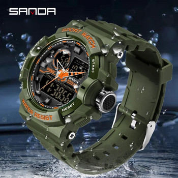 SANDA Мъжки военен японски часовник с електронен механизъм Кварцов водоустойчив спортен моден LED цифров светлинен Relogio Masculino