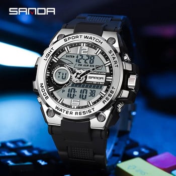 SANDA New Men Digital Watch Military Sports Swimming Big Watches Fashion 50M Αδιάβροχο Double Time Electronic Wristwatch Ανδρικό