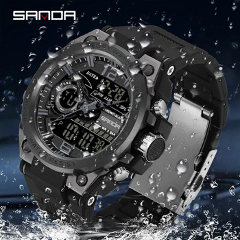 SANDA New Men Digital Watch Military Sports Swimming Big Watches Fashion 50M Αδιάβροχο Double Time Electronic Wristwatch Ανδρικό