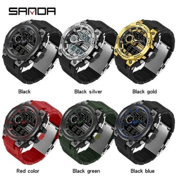 SANDA New Men Digital Watch Military Sports Swimming Big Watches Fashion 50M Αδιάβροχο Double Time Electronic Wristwatch Ανδρικό