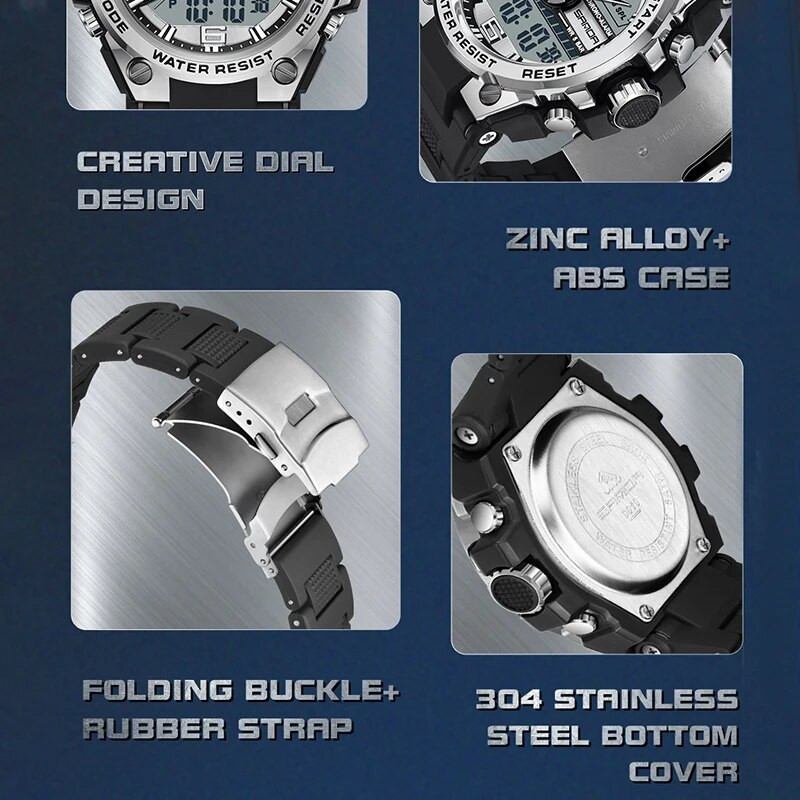 SANDA naujas vyriškas skaitmeninis laikrodis karinis sportinis plaukimo didelis laikrodžiai madingi 50M vandeniui atsparus dvigubas elektroninis rankinis laikrodis vyrams