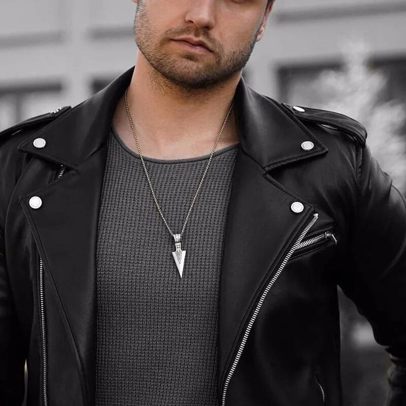 Arrow Tag kaelakee, roostevabast terasest V Chevron ripats Meeste ehted