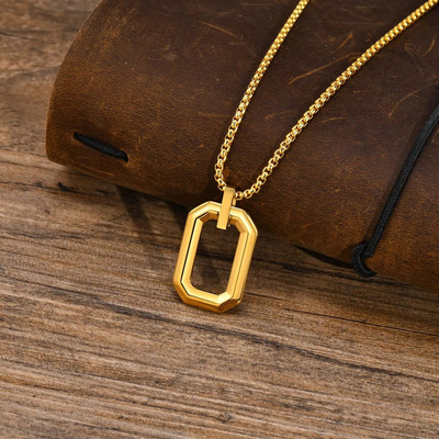 Lahedad geomeetrilised ripatsiga kaelakeed meestele poistele, veekindel roostevabast terasest ruudukujuline ripats karbeketiga, minimalistlik krae kingitus