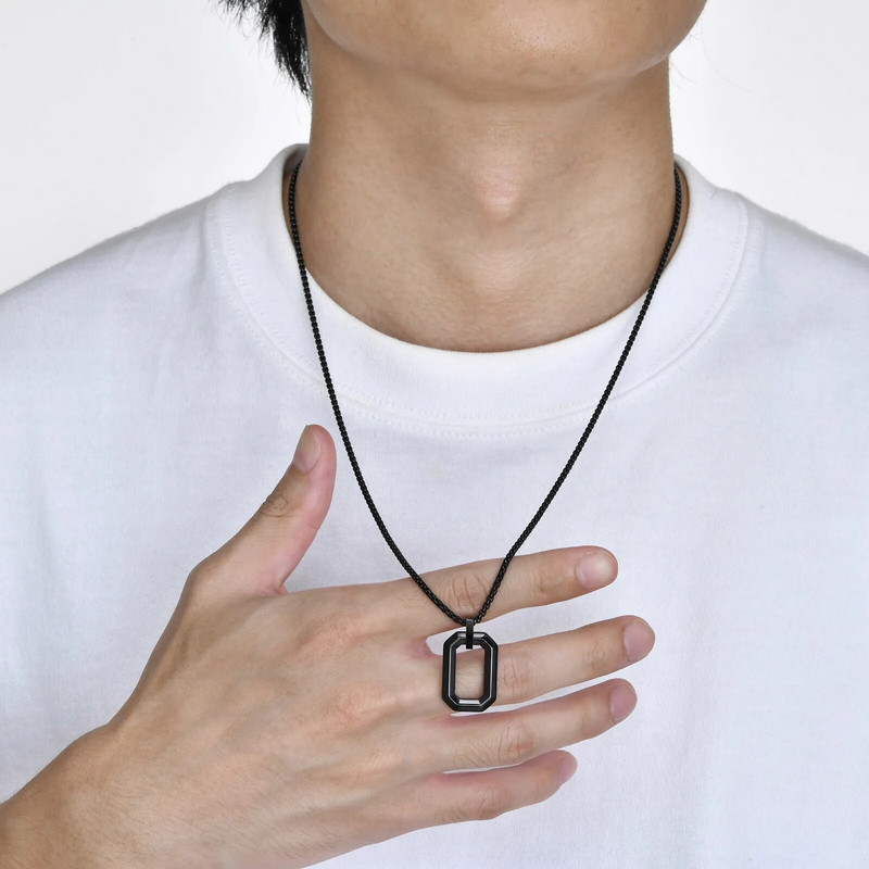 Lahedad geomeetrilised ripatsiga kaelakeed meestele poistele, veekindel roostevabast terasest ruudukujuline ripats karbeketiga, minimalistlik krae kingitus