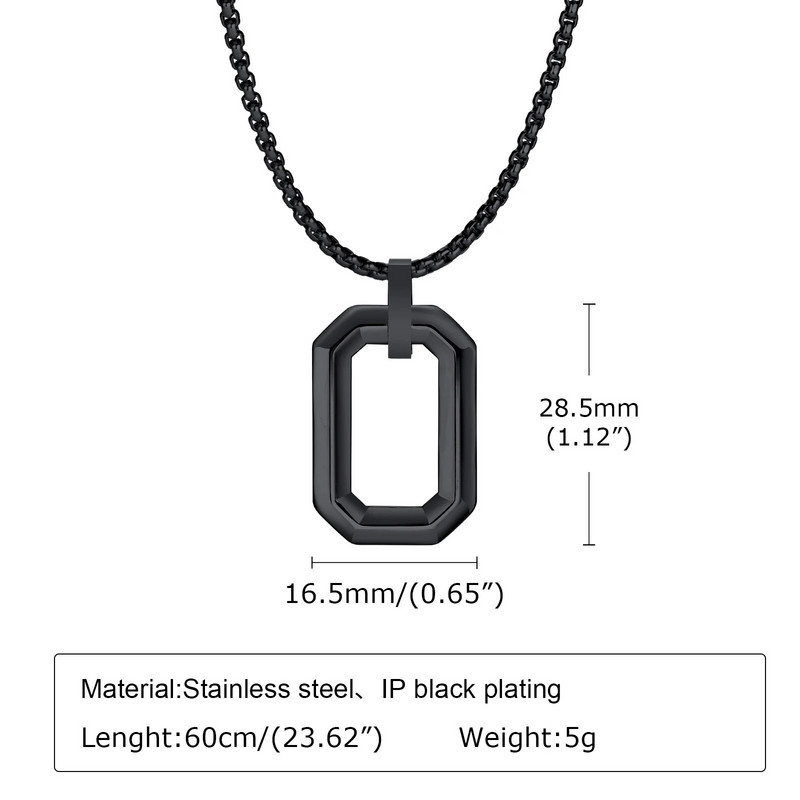 Lahedad geomeetrilised ripatsiga kaelakeed meestele poistele, veekindel roostevabast terasest ruudukujuline ripats karbeketiga, minimalistlik krae kingitus