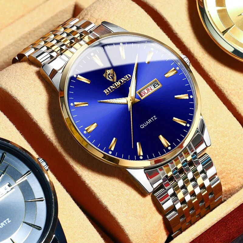 Madingi vyriški laikrodžiai Prabangūs prabangūs vandeniui atsparūs šviečiantys rankiniai vyriški sportiniai kvarciniai laikrodžiai data savaitė