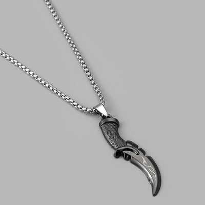 Uus 2023. aastal Trend Meeste mõõga ripatsiga kaelakee, roostevabast terasest pungist must pistoda kaelakett meestele moeehted Tasuta kohaletoimetamine