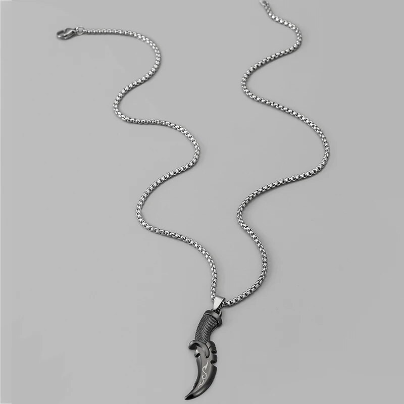 Uus 2023. aastal Trend Meeste mõõga ripatsiga kaelakee, roostevabast terasest pungist must pistoda kaelakett meestele moeehted Tasuta kohaletoimetamine