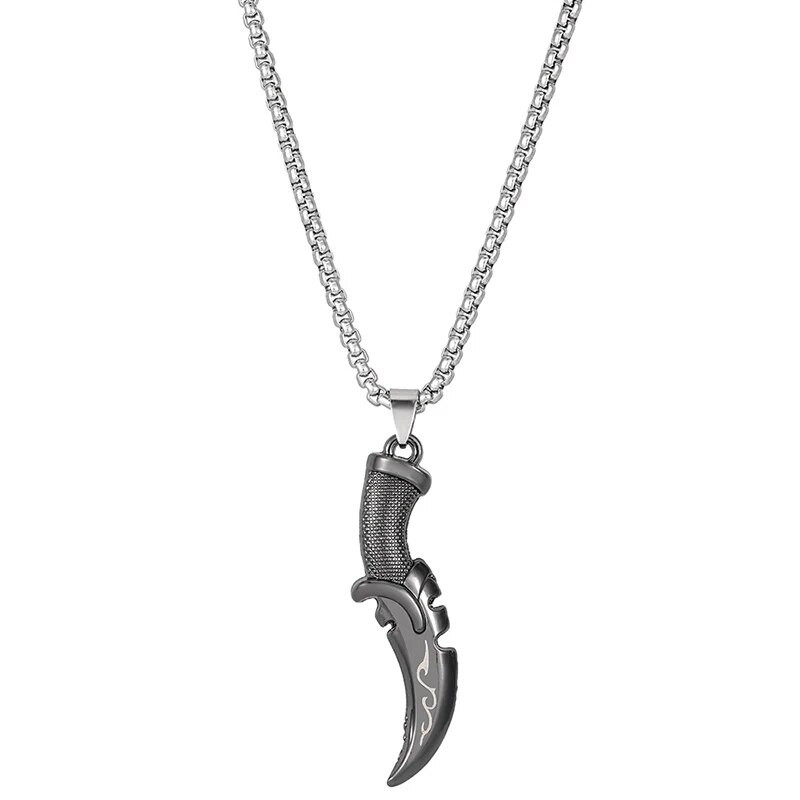 Uus 2023. aastal Trend Meeste mõõga ripatsiga kaelakee, roostevabast terasest pungist must pistoda kaelakett meestele moeehted Tasuta kohaletoimetamine