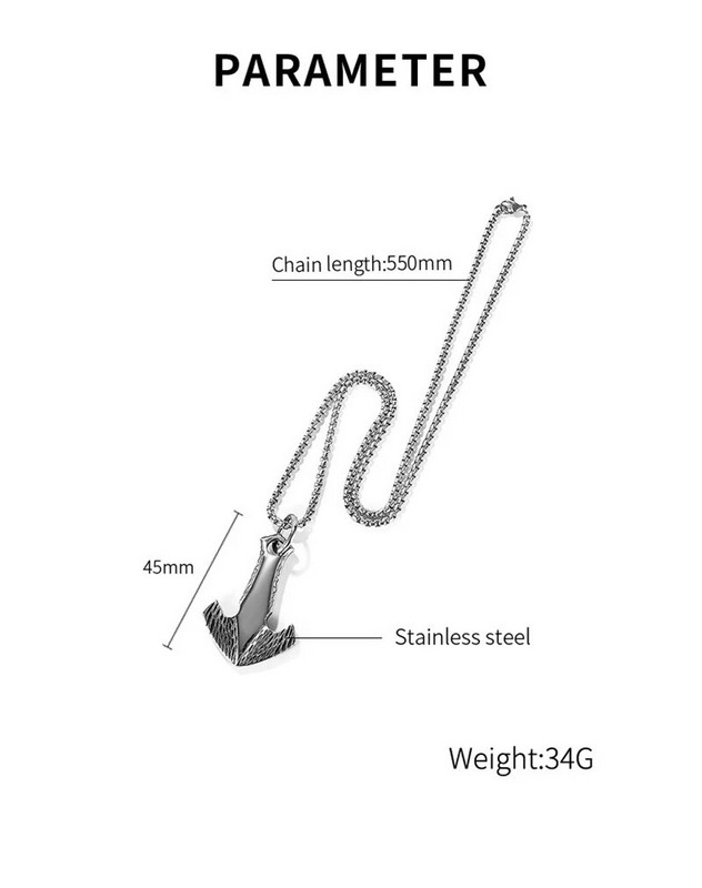 Vyriški retro vikingų inkariniai pakabukai karoliai iš nerūdijančio plieno „punk“ kaklo grandinėlė senovinė apykaklė Madingi madingi papuošalų priedai