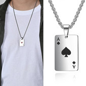 „Ace Poker“ pakabukas, karoliai iš nerūdijančio plieno vyrams, vyrų pankų pora, hiphopo žaidimų korta, kaklas, grandinėlė, vakarėlis papuošalai Nemokamas pristatymas