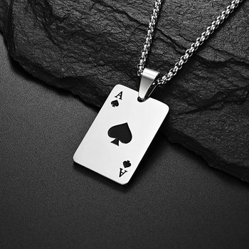 Κολιέ με κρεμαστό κόσμημα πόκερ από ανοξείδωτο ατσάλι για άνδρες για άντρες πανκ χιπ χοπ για πάρτι με αλυσίδα λαιμού Κοσμήματα Δωρεάν αποστολή