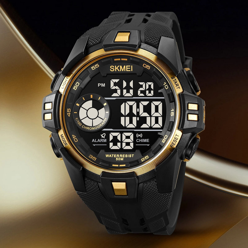 SKMEI Jaapani digitaalne liikumise stopper Spordikellad meeste vabaaja taustavalgustusega ekraan 5 baari veekindel käekell kuupäeva äratuskell