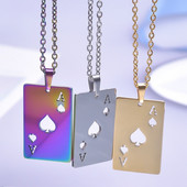 1 bucă de pică din oțel inoxidabil, cărți de joc de poker, coliere cu pandantiv, farmec pentru femei, bărbați, bijuterii, gulere decorative