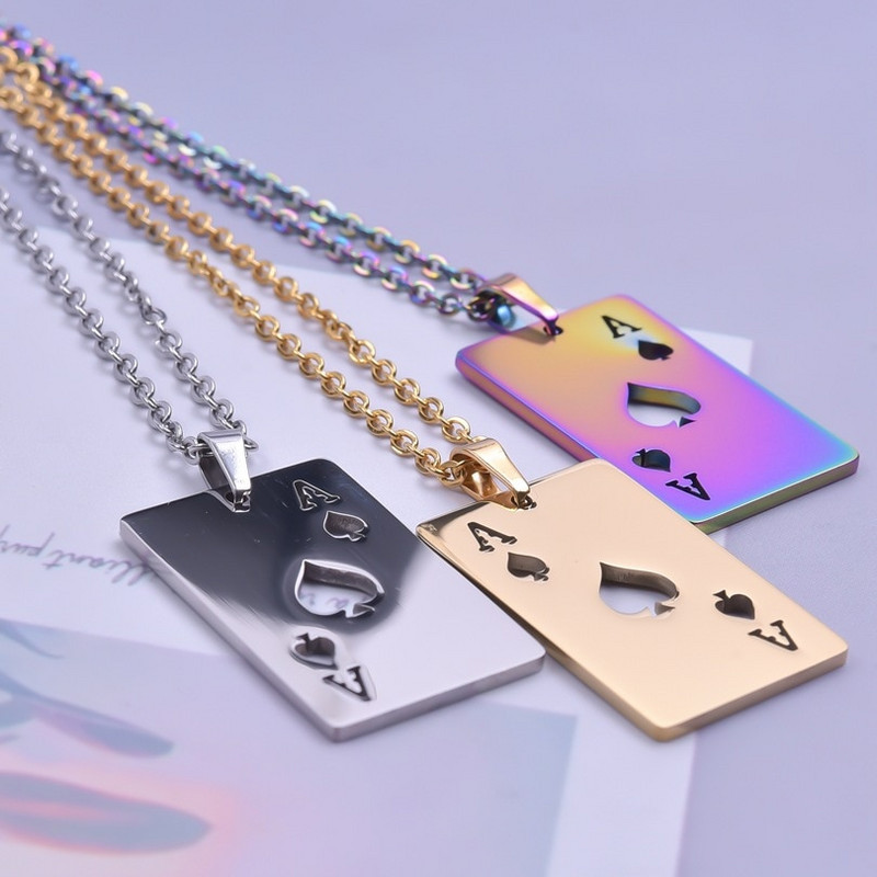 1vnt nerūdijančio plieno kastuvai Pokerio kortos Pakabukai Kaklo papuošalai Moterims Vyriški papuošalai Grandinės puošmenos Apykaklės
