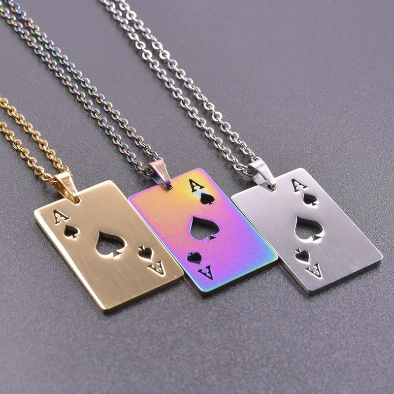 1vnt nerūdijančio plieno kastuvai Pokerio kortos Pakabukai Kaklo papuošalai Moterims Vyriški papuošalai Grandinės puošmenos Apykaklės