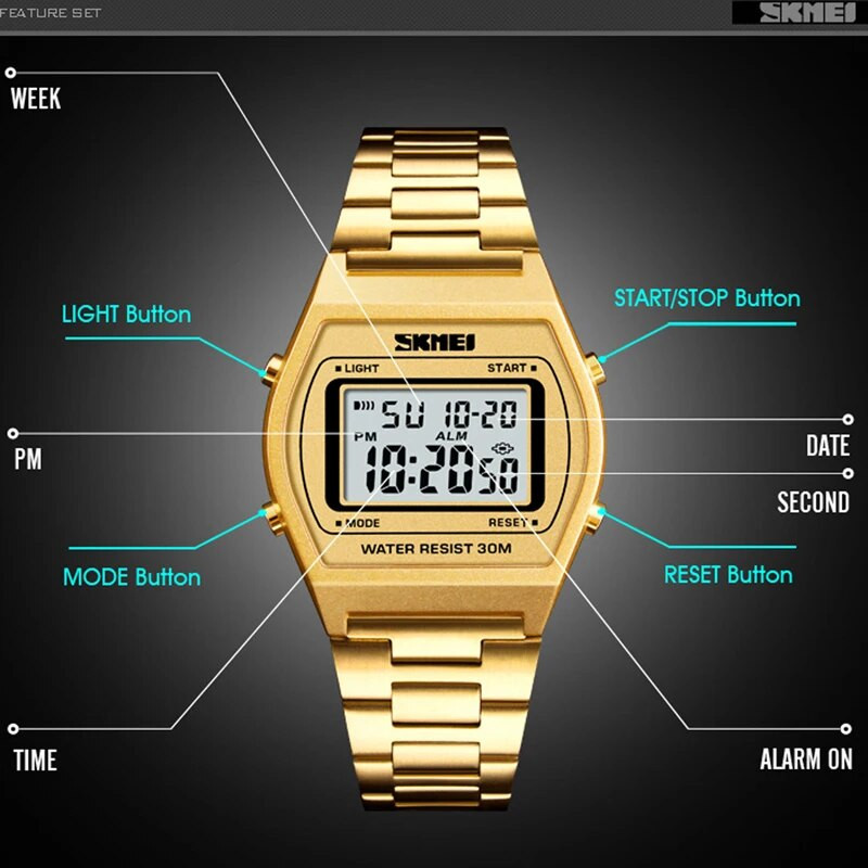 SKMEI 1328 Poslovni muški satovi Vodootporni elektronički muški sat s LED zaslonom Muški ručni sat Reloj Relogio Masculino 1647