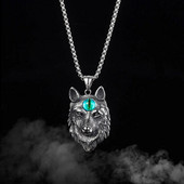 Vyriški Retro Evil Eye Skull Kaklo pakabukai Karoliai Nerūdijančio plieno Punk Wolf Kaklo grandinė Senovinė apykaklės Roko mados papuošalų priedai