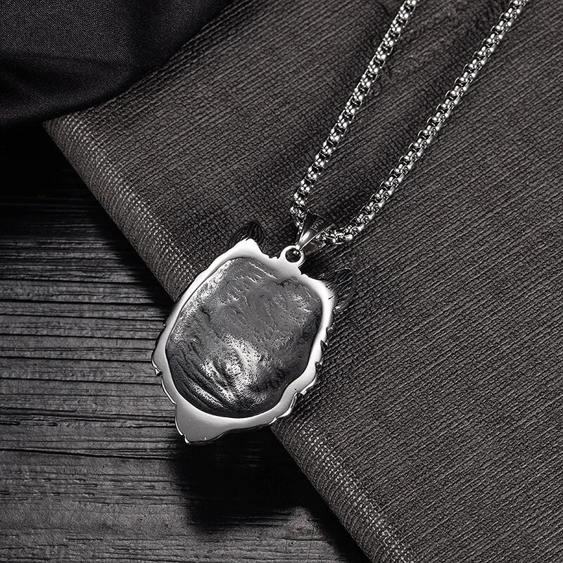 Vyriški Retro Evil Eye Skull Kaklo pakabukai Karoliai Nerūdijančio plieno Punk Wolf Kaklo grandinė Senovinė apykaklės Roko mados papuošalų priedai