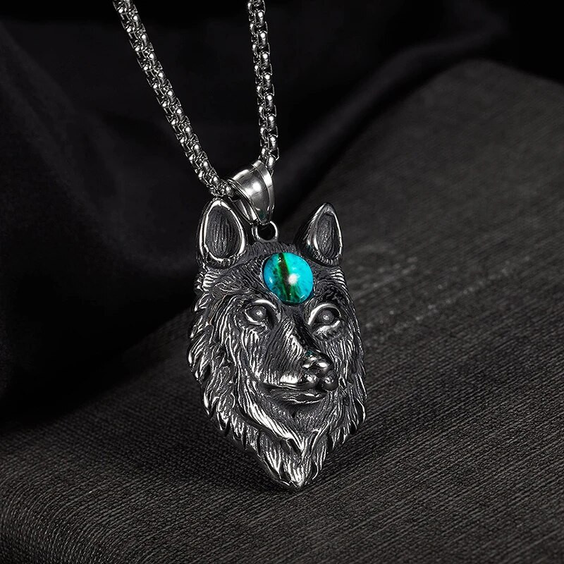Vyriški Retro Evil Eye Skull Kaklo pakabukai Karoliai Nerūdijančio plieno Punk Wolf Kaklo grandinė Senovinė apykaklės Roko mados papuošalų priedai