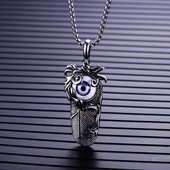 Retro punk meeste kurja silma sulgedest ripats kaelakee roostevabast terasest vintage krae kett meestele moe ehted aksessuaarid