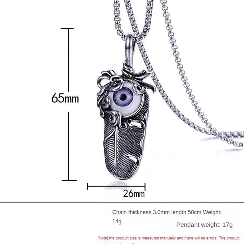 Retro punk meeste kurja silma sulgedest ripats kaelakee roostevabast terasest vintage krae kett meestele moe ehted aksessuaarid