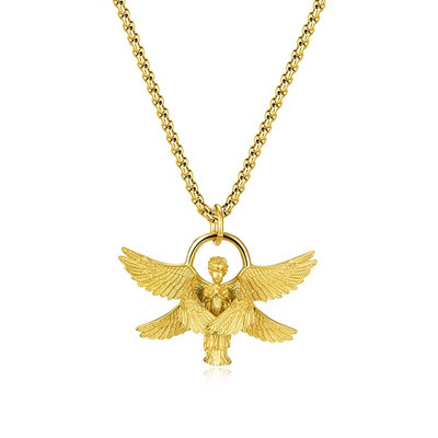 Retro Christian Seraph Ανδρικό κρεμαστό κολιέ Vintage κολιέ από ανοξείδωτο ατσάλι για ανδρικό Hiphop Θρησκευτικά μοντέρνα κοσμήματα μόδας