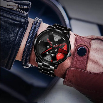 Спортни часовници Мъжки кварцови ежедневни ръчни часовници Творчески 3D спортен джант с главина на колелото Ръчен часовник Автомобилна мода Висококачествен мъжки часовник