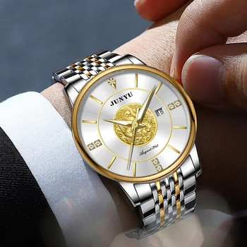 JUNYU Луксозни мъжки часовници Бизнес кварцов ръчен часовник Модни висококачествени ръчни часовници Двоен календар Водоустойчив мъжки часовник