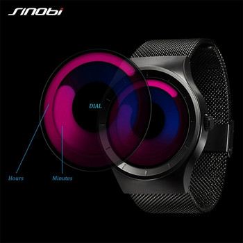 SINOBI Уникален часовник Vortex Concept Мъжки висококачествени 316L неръждаема стомана Модерна тенденция Спортни черни ръчни часовници reloj hombre