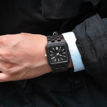 Ανδρικό ρολόι από ξύλινο Quartz Movement Ξύλινο λουράκι με αυτόματο τετράγωνο καντράν ημερομηνίας Επαγγελματικά δώρα για άνδρες Μόδα απλού στιλ 2021