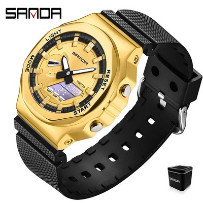 Γνήσια SANDA Luxury Ανδρικά Ρολόγια Quartz Αδιάβροχο αθλητικό ρολόι Ηλεκτρονικό ψηφιακό ρολόι χειρός για άνδρες Δώρα Reloj Hombre