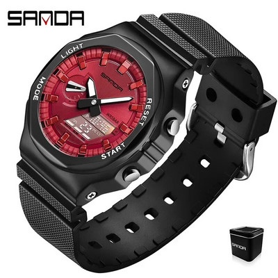 Γνήσια SANDA Luxury Ανδρικά Ρολόγια Quartz Αδιάβροχο αθλητικό ρολόι Ηλεκτρονικό ψηφιακό ρολόι χειρός για άνδρες Δώρα Reloj Hombre