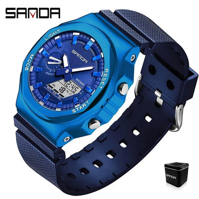 Γνήσια SANDA Luxury Ανδρικά Ρολόγια Quartz Αδιάβροχο αθλητικό ρολόι Ηλεκτρονικό ψηφιακό ρολόι χειρός για άνδρες Δώρα Reloj Hombre