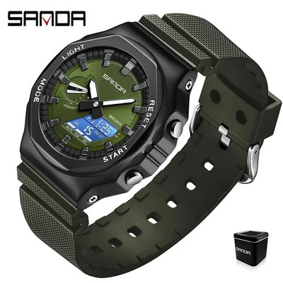 Γνήσια SANDA Luxury Ανδρικά Ρολόγια Quartz Αδιάβροχο αθλητικό ρολόι Ηλεκτρονικό ψηφιακό ρολόι χειρός για άνδρες Δώρα Reloj Hombre