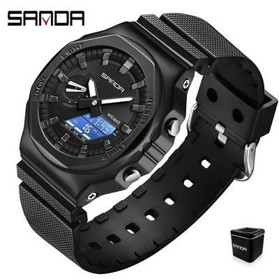 Γνήσια SANDA Luxury Ανδρικά Ρολόγια Quartz Αδιάβροχο αθλητικό ρολόι Ηλεκτρονικό ψηφιακό ρολόι χειρός για άνδρες Δώρα Reloj Hombre