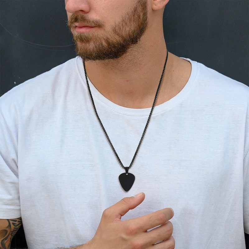 Nauji madingi gitarų rinkinio karoliai vyrams berniukams, vandeniui atsparus nerūdijančio plieno gitaros pakabukas, muzikos mylėtojų grupės papuošalai