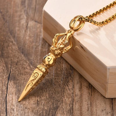 Vnox meeste rock-punk Tiibeti budistliku kaitse kaelakeed, roostevabast terasest vadžra pistoda kaitsepüha amuleti palvekrae ehted