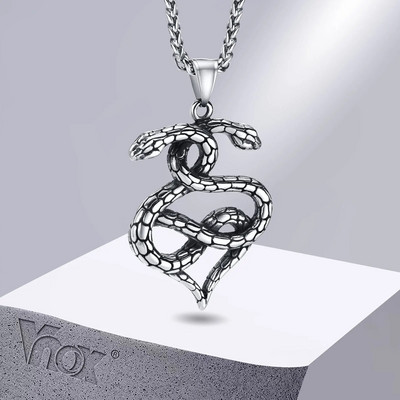 Vnox Rock Gothic meeste loomade madu kaelakeed, vintage-roostevabast terasest punkist valmistatud kokteilipeo ripatsehted