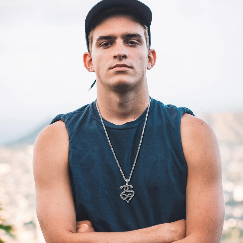 Vnox Rock Gothic Ανδρικά κολιέ με φίδια με ζώα, κοσμήματα πανκ Vintage από ανοξείδωτο ατσάλι Statement Cocktail Party