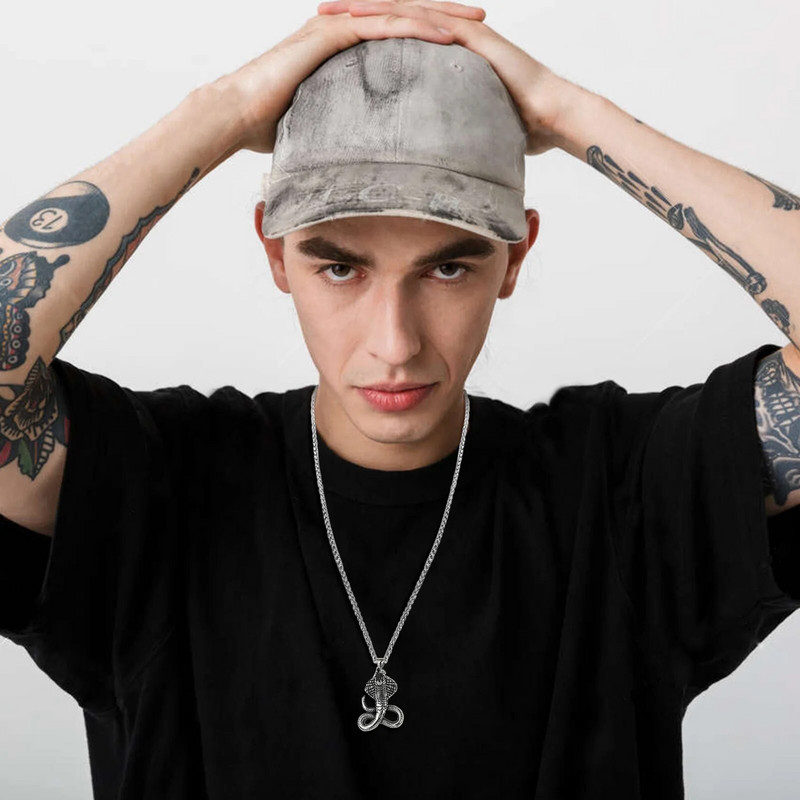 Vnox Rock Gothic Ανδρικά κολιέ με φίδια με ζώα, κοσμήματα πανκ Vintage από ανοξείδωτο ατσάλι Statement Cocktail Party