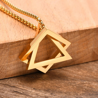 Vnoxi hiphopi meeste kolmnurkne ruudukujuline kaelakee, stiilne roostevabast terasest ebakorrapärane geomeetriline ripats, naljakad meeste kraega ehted