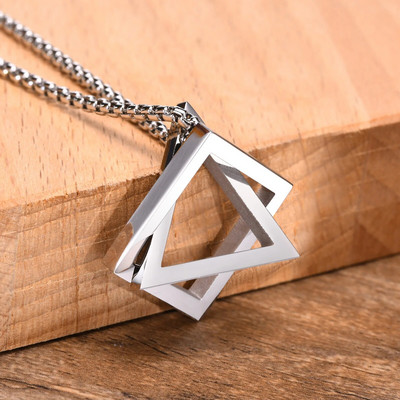 Vnoxi hiphopi meeste kolmnurkne ruudukujuline kaelakee, stiilne roostevabast terasest ebakorrapärane geomeetriline ripats, naljakad meeste kraega ehted