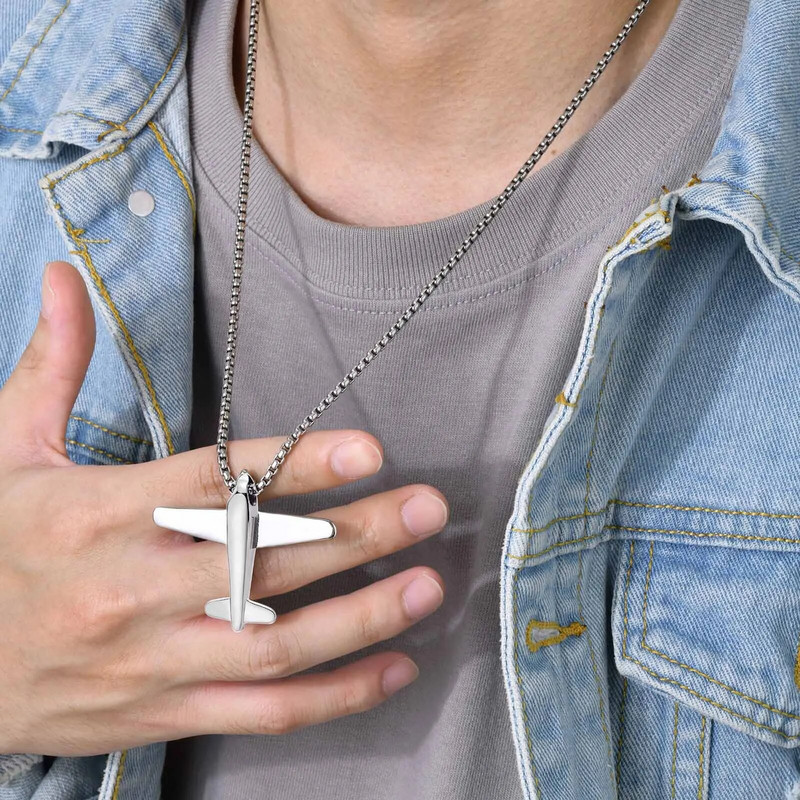 Lahedad moodsad lennukiripatsiga kaelakeed meestele, rock-punk roostevabast terasest õhujõudude kaelaripatsiga ehted