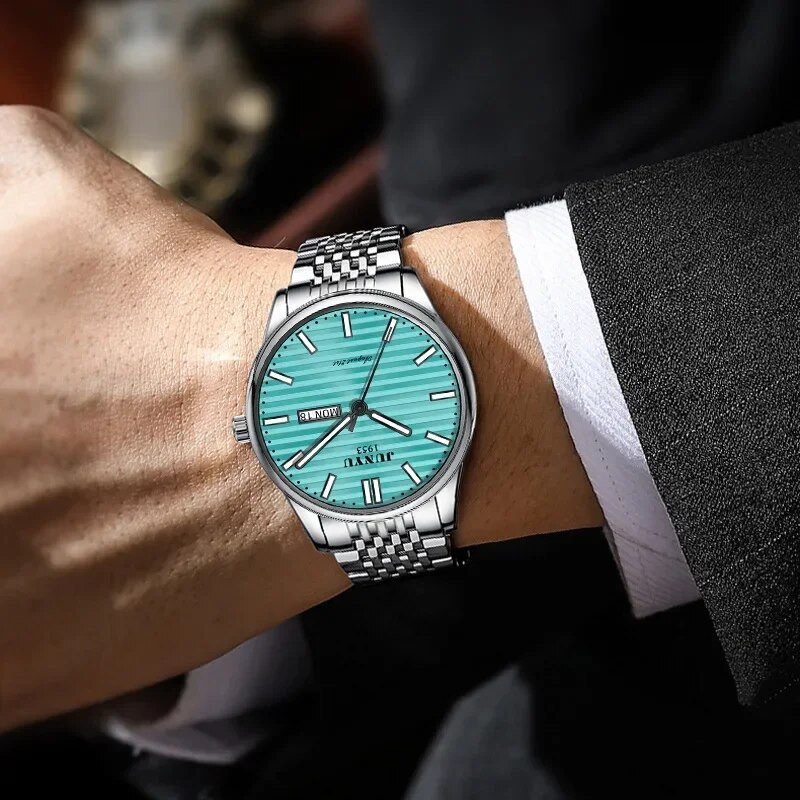 JUNYU luksuslik ärimeeste käekell Kuupäevakell kvartskäekellad vabaaja automaatne käekell veekindel käekell meeste käekellad