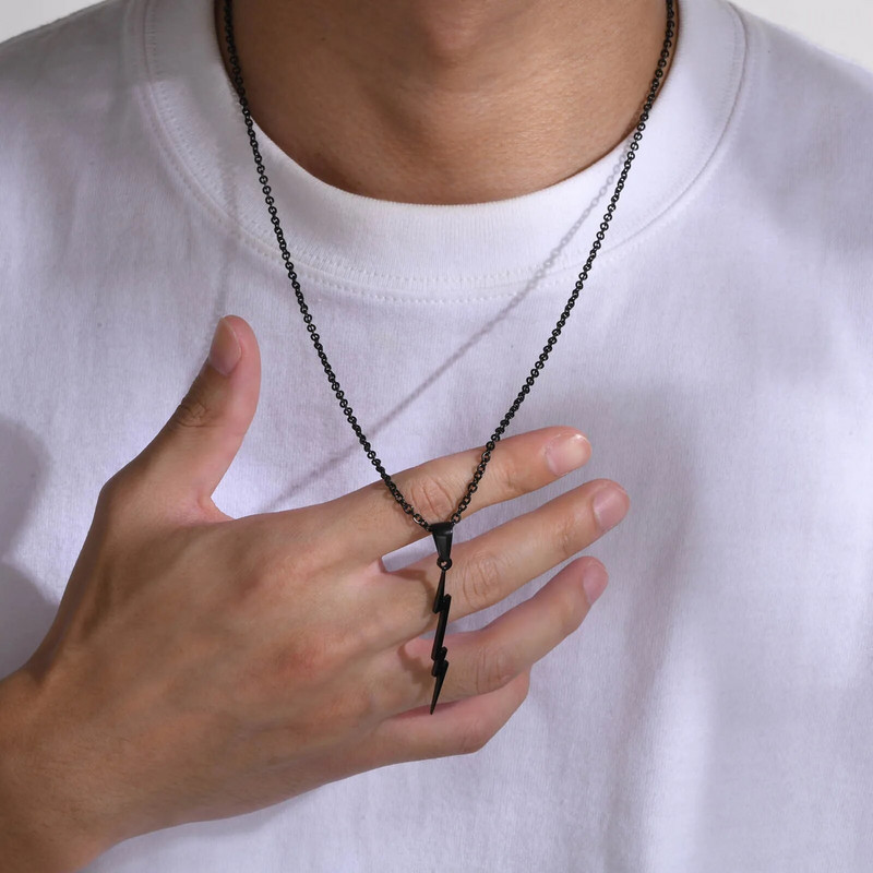 Cool Slim κολιέ Lightning για άντρες αγόρια, αδιάβροχο ανοξείδωτο ατσάλι Zeus Lightning κολάρο Δώρα για αυτόν Κοσμήματα