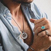 Šiaurės runų karoliai, vyrų karoliai, vikingų kompaso pakabukas, skandinaviškas kompasas, nerūdijančio plieno Šiaurės vikingų papuošalai